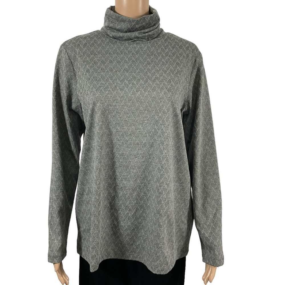 Madeleine Mode gray textured turtleneck size 14 long sleeve NWT